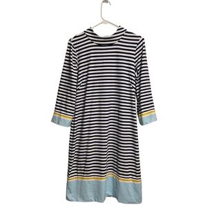 J. McLaughlin Catalina Cloth Nautical Dress 3/4 Sleeve White/Blue